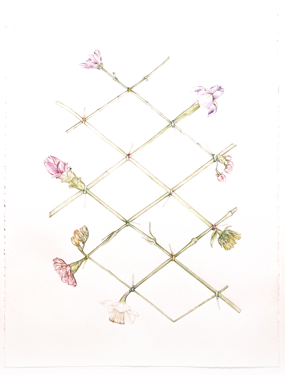 © LARS HINRICHS, UNTITLED (GRID FLOWERS), 2026, AQUARELLE 77 x 57 CM
